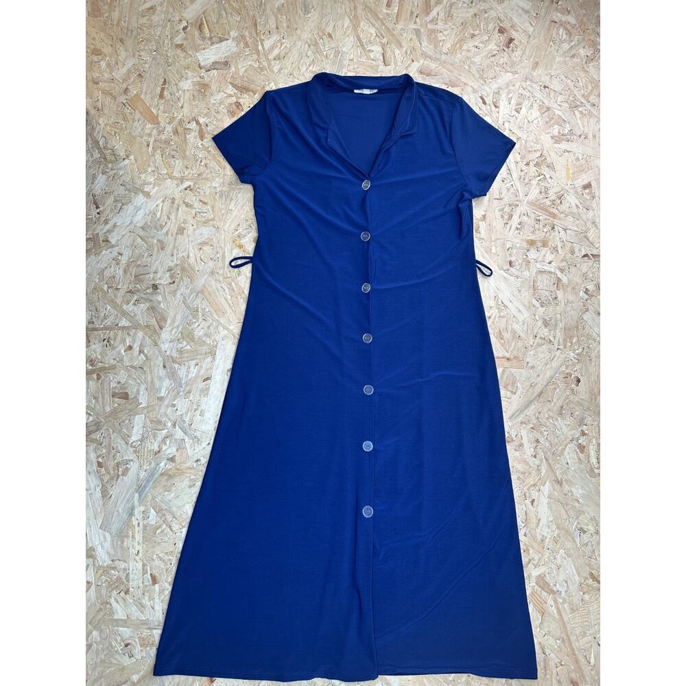 Rolla Coster Womens Blue Long Short Sleeve Long Buttom Dress Sz L